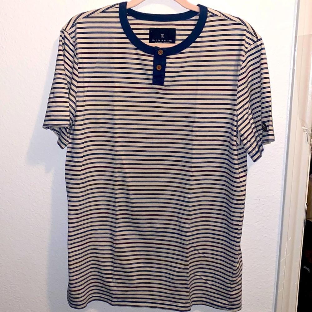 Vintage Creamy Striped Blue T shirt